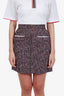 Maje Red/Blue Tweed Zip Up Mini Skirt Size 36