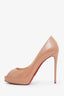 Christian Louboutin Nude Patent Open-Toe Heels Size 36.5