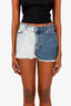 IRO Blue Denim Two Tone Mini Shorts Size 26