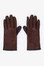 Prada Brown Lambskin Leather Patterned Gloves Size 7