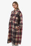 Isabel Marant Etoile Purple/Navy/Beige Tartan Pattern Long Coat Size 2