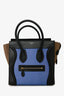 Celine Blue/Brown/Black Suede and Leather Micro 'Luggage' Tote With Top Handles