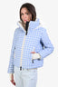 Moncler 2018 Light Blue Mufule Down Gingham Check Puffer Jacket Size 0