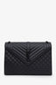 Saint Laurent Black Grained Leather Large Envelope Shoulder Bag