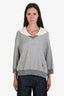 Chloe Grey Fleece Peter Pan Collared Sweater Size XL
