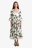 La DoubleJ White/Multicolour Floral Tiered Short Sleeve Midi Dress Size S