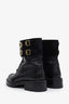 Rene Caovilla Black Leather Crystal and Pearl Embellished Combat Boots Size 38.5