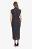 Brunello Cucinelli Grey Silk Cowl Cap Sleeve Dress Size M