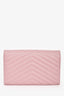 Saint Laurent Pink Grained Leather Wallet On Chain