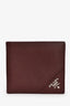 Prada Burgundy Saffiano Leather Logo Bi-Fold Wallet