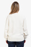 Ami White Cotton Heart Embroidered Long Sleeve Crewneck Sweater Size M