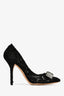 Dolce & Gabbana Black Lace Crystal Bow Heels Size 38