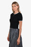 Miu Miu Black Cotton Ribbed White Trim Crop Top Size S