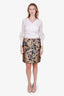 Lanvin Black Gold Embroidered Animal Mini Skirt Size 40