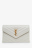 Saint Laurent White Grained Leather Wallet on Chain