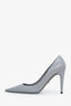 Prada Grey Leather Pointed Toe Pumps Size 38.5