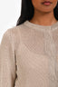 Brunello Cucinelli Light Beige Linen Silk Sequin Fine Knit Crewneck Cardigan Size S