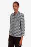 Prada 18AW Black/White Silk Banana Print Blouse Size 42