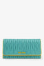 Miu Miu Blue/Yellow Matelassé Leather Continental Wallet with Cardcase