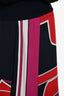 Hermès Navy Purple Printed Silk Midi Skirt Size 36