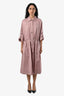 Hermès Pink Cinch Waist Button Up Dress Size 38