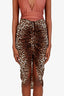 Veronica Beard Leopard Print Silk Ruched Side Midi Skirt Size 0