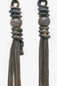 Pre-loved Chanel™ Green/Gold Toned CC 'Paris Shanghai' Chain Tassel Earrings