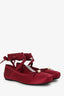Christian Dior Burgundy Silk Scarlet D-Joy Ballerina Flats