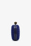 Bottega Veneta Blue Satin Intrecciato Knot Clutch With Chain