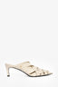 Anine Bing White Woven Leather "Eve" Heeled Mules Size 38