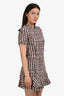 Sandy Liang Pink/Black Tweed with Mesh S/S Mini Dress Size 36