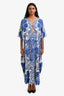 Carolina K Blue 'Xime' Printed Kaftan Dress Size XS