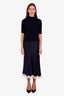 Doen Navy Silk Lace Midi Skirt Size XXL