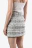 Pre-loved Chanel™ 2017 White Tweed Pearl Detail Mini Skirt Size 34