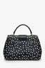 Dolce & Gabbana Black/White Polka Dot Leather Top Handle Bag with Strap