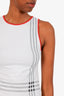 Burberry London White/Red Trim Check Athletic Tank Top Size S