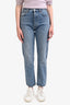 Agolde Light Wash Blue Denim 90's Pinch Distressed Fray Raw Hem Jeans Size 28