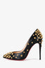 Christian Louboutin Black Leather Gold Spike 'Aimantaclou' Heels Size 36