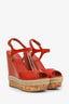 Gucci Red Patent Leather Wedge Sandals Size 36.5