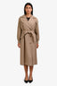 Max Mara Beige Trench Coat with Wool Cable Knit Sleeves and Belt Size 0 US