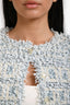 Pre-loved Chanel™ Blue Ribbon Boucle Buttoned Jacket Size 34