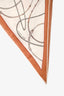 Hermès Caramel Brown White Silk Wool “Fouets et Badines” Triangle Scarf