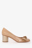 Salvatore Ferragamo Beige Patent Bow Pumps Size 8