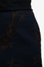Dries Van Noten Navy Jacquard Floral Skirt Size 38