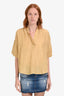 Vince Gold Silk Short Sleeve Blouse Size XS