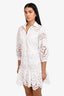 Cara Cara White Cotton Embroidered LS Midi Dress Size XS