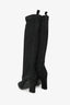 Pierre Hardy Black Suede Ribbed Knee High Heeled Boots Size 39