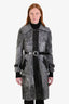 Dolce & Gabbana 2005 Fall Winter Runway Grey Shearling Alligator Swarovski Belted Coat Size S