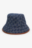 Gucci Blue/Brown Monogram Denim with Leather Trim Bucket Hat Size M