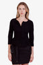 Prada Black Crepe Ruched Detail Long Sleeve Blouse Size 38